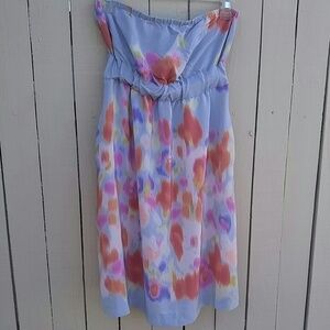 Maeve Silk Strapless Watercolor Dress